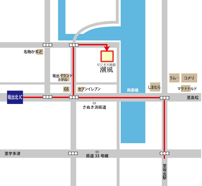 ビジネス旅館潮風の近隣地図